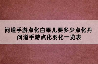 问道手游点化白果儿要多少点化丹 问道手游点化羽化一览表